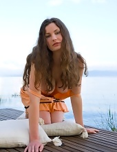 Horny Nude Amateur  Posing Near A Lake