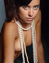Nude Teen Posing With Pearls