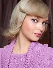 Sexy Blonde Takes Off Her Pink Sweater